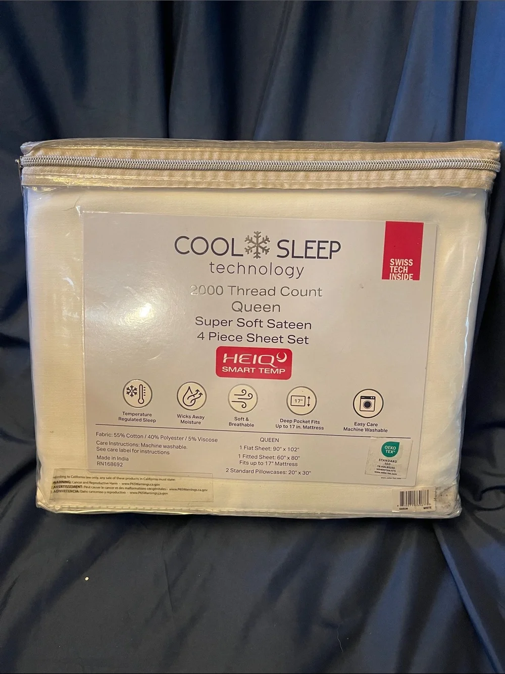 Cool Sleep 2000 Thread Count Super Soft Sateen 4-Piece Sheet Set - White (Queen)